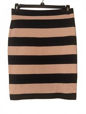 Forever 21 Women's Large Striped Pencil Skirt Beige and Black